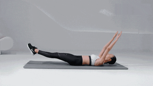 卷腹运动紧致腹部线条空中自行车腰腹大腿一起瘦侧抬腿塑造腿部线条俯