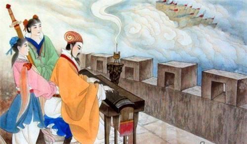 诸葛亮摆下空城计城墙抚琴司马懿心领神会下令撤军