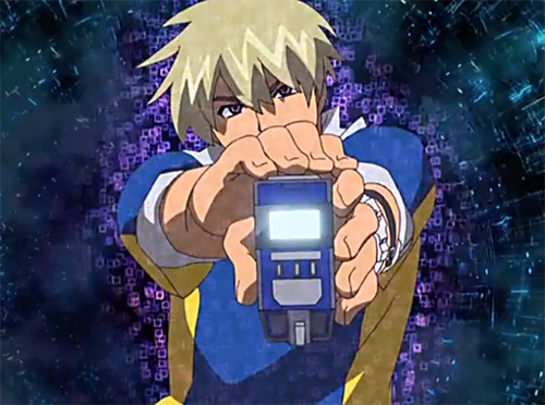 身上会出现一环数码资料,自己暴龙机上的斗士精神也会出现在资料环上