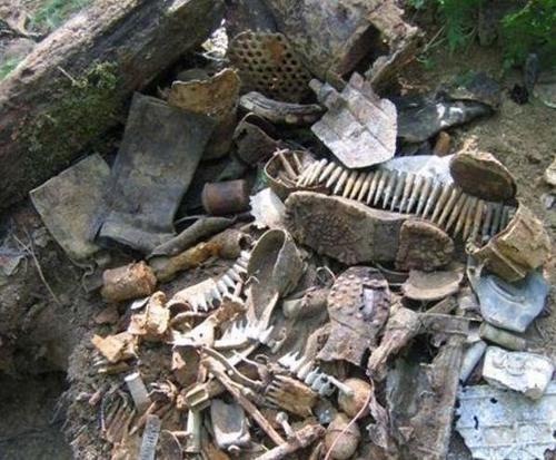 家门在列宁格勒的附近进行挖掘,搜寻那些当年在战争时失踪士兵的遗骸