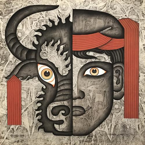 西藏牦牛博物馆主题画《藏人》(昂桑作品)吴雨初介绍,在藏族人民与