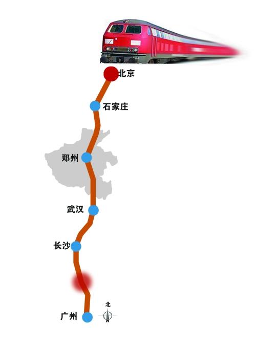 湖南京广线,江西京九线.虽然两省都是有中国铁路交通线.