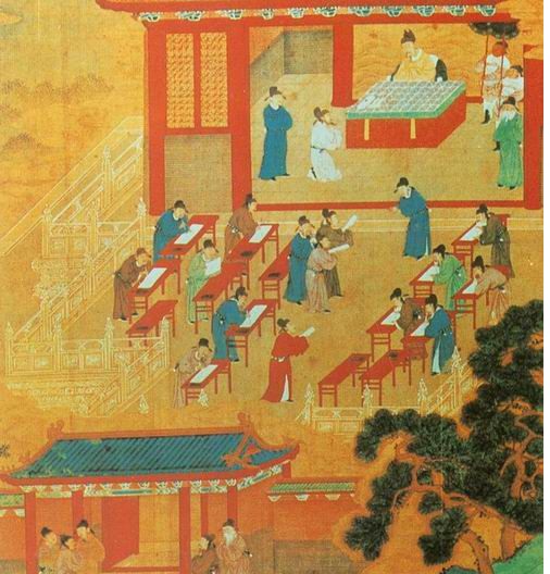 在李世民执政的中央政府时期,继续沿用隋朝的科举出仕和提倡学术的