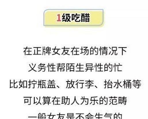 女生吃醋等级对照表,男生女生都看好咯
