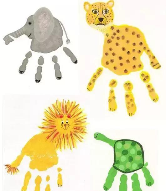 发育还不完全,注意力时间也短,掌印画为他们提供了一个尽情施展的空间