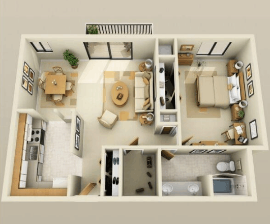 超赞! 13款效果图教你布局小户型~ 户型图换个姿势更好看!