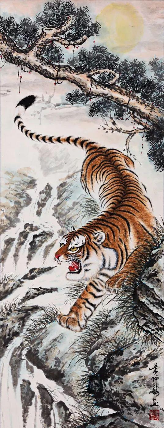 中国画虎明知山有虎偏向虎山行么么哒