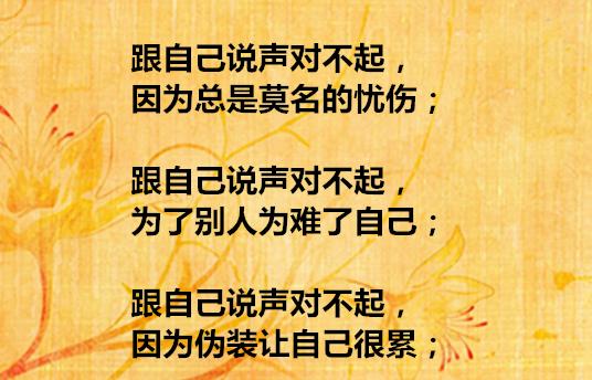 跟自己说什对不起,以为伪装让自己很累