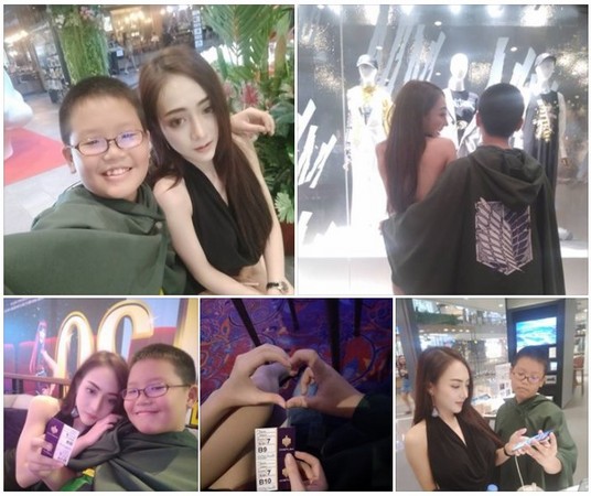 泰国10岁富二代,圣诞夜约模特看电影送iphone x当礼物