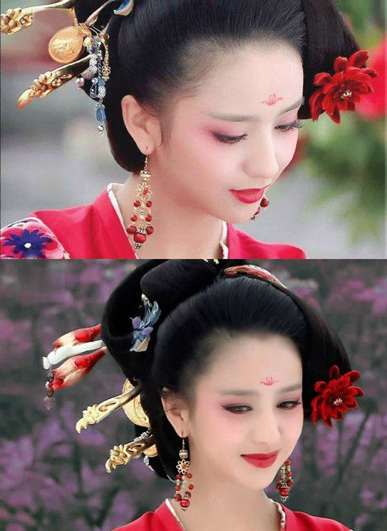 女星画上落梅妆迪丽热巴甜美可爱赵丽颖妖艳引起热潮