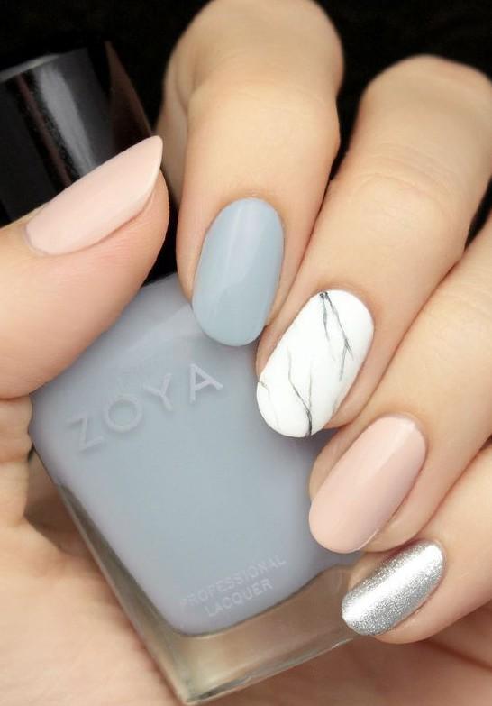 气质女生必试,精选17款高质感大理石美甲!