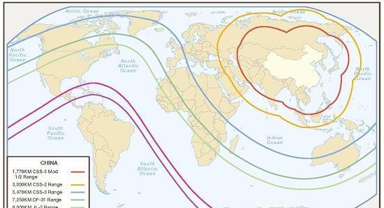 中国导弹覆盖范围图片