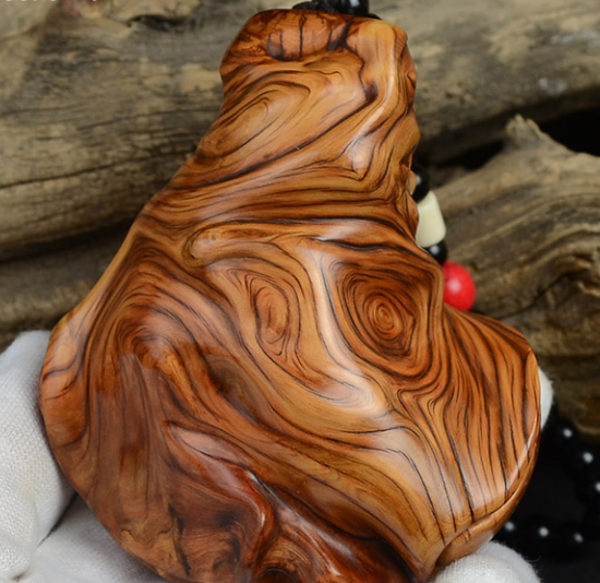 周身布满菩提纹天眼乳钉纹,太行精品崖柏手把件