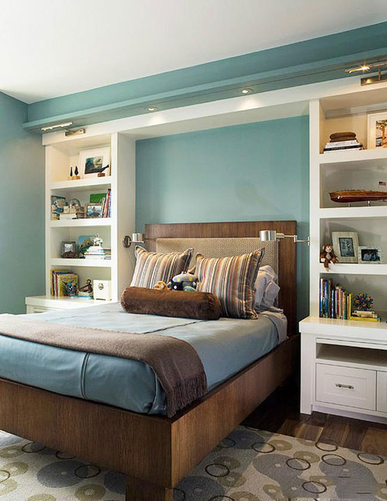 蓝天豚硅藻泥卧室背景墙色彩搭配,营造别致睡眠空间