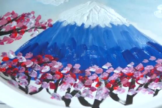 简单初级水粉教程, 三分钟学会手绘日本富士山