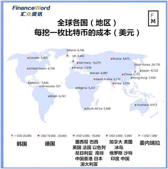 图解金融 比特币挖矿成本全球一览图 财经头条