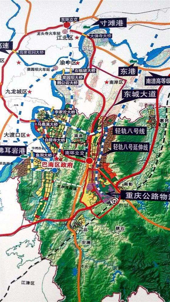 北接大渡口区北引道,南接鱼洞长江大桥,东接白居寺长江大桥西引道,西