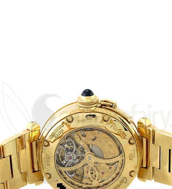 稀有珍藏版的 卡地亚帕夏 镂空飞行 陀飞轮 万年历18k金表