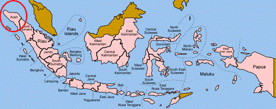 539万平方公里,约为印尼国土总面积3%亚齐地图