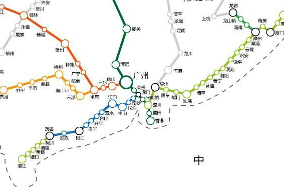 茂名,阳江,江门,中山,深圳,惠州,汕尾等城市,这么多高铁线路基本上