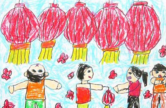 2018以元宵节为主题的儿童画有哪些元宵节儿童画图片大全