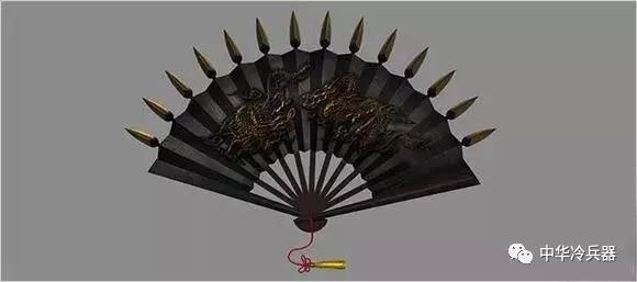 (1)铁扇子:长一尺二寸,扇骨为钢或铁制,扇面为丝或短纱所帛,其边锋有