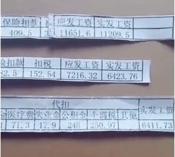 上海一家三口刚领的工资条 大家一看土豪呀!