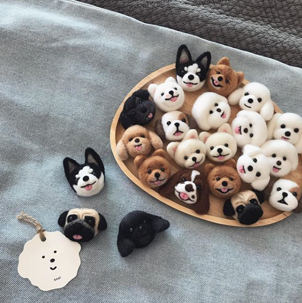 笑颜汪 | 来自韩国手工达人的羊毛毡小狗 (ins :bichon_ssal)