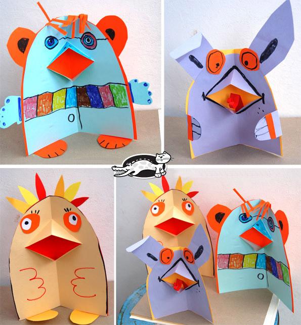 幼儿园少儿拼贴手工--怪兽卡