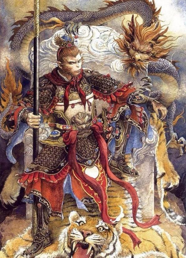 知道孙悟空大闹天宫时威风凛凛,他身穿"锁子黄金甲",头戴"凤翅紫金冠"