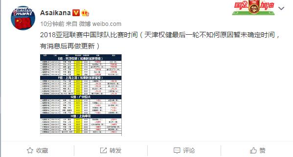 定了!中超BIG4亚冠小组赛赛程出炉,恒大vs济州