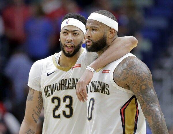 nba赛季最动容一幕,浓眉哥穿考辛斯球衣比赛