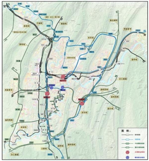 重庆铁路枢纽规划那么问题也来了,重庆主城将来会分布着五个火车站