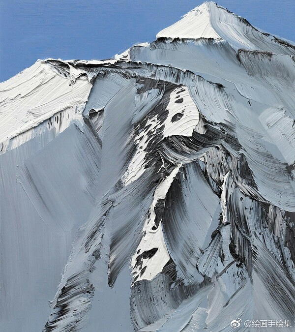 油画雪山