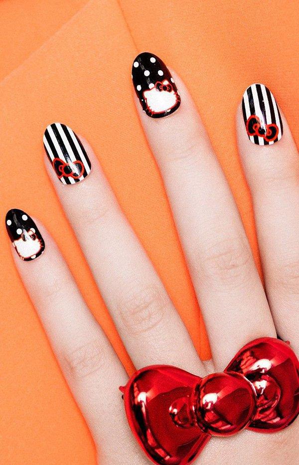 粉丝完美收藏的hello kitty美甲图