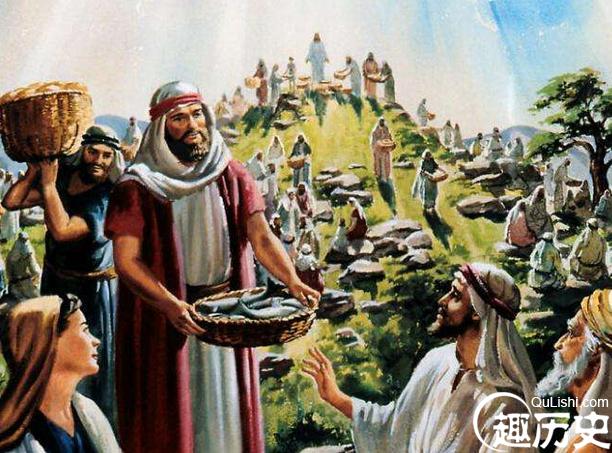 随后,耶稣便拿起饼和鱼来望着天祝谢,擘开,递给门徒,再分给众人.