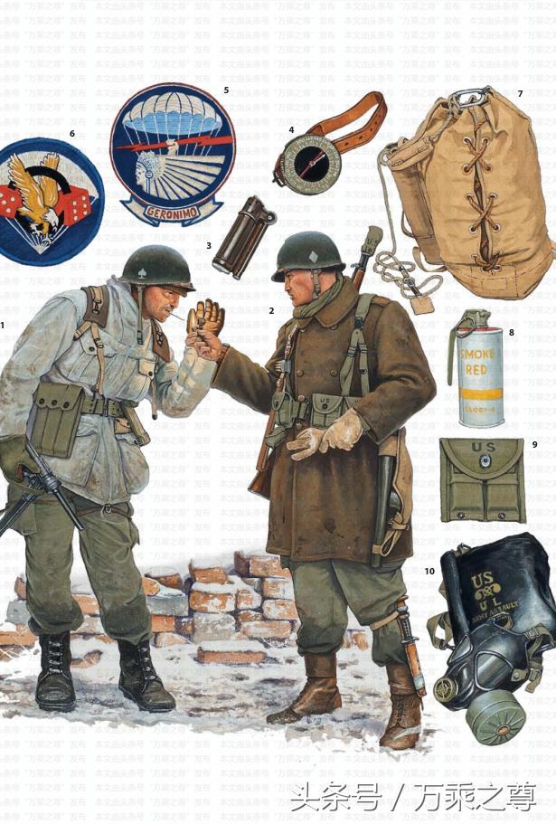 二战美国伞兵五花八门的重达上百斤的装备