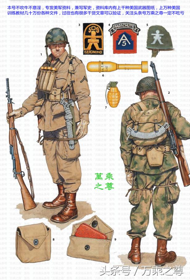 二战美国伞兵五花八门的重达上百斤的装备