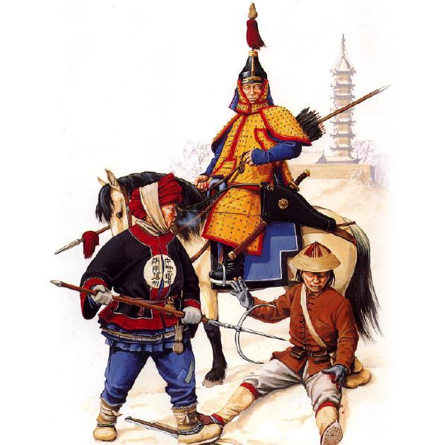 的清军骑兵在常见的影视剧中,这种甲几乎成了清军普通士兵的标准装备