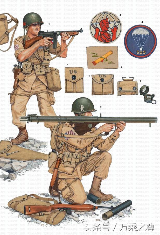 二战美国伞兵五花八门的重达上百斤的装备