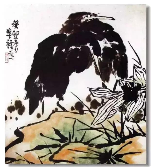 李苦禅擅长大写意花鸟,他的作品继承中国画优良传统,并融中西技法为一
