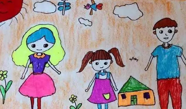 儿童美术绘画作品幸福的一家人画出家庭相处中的温馨时刻
