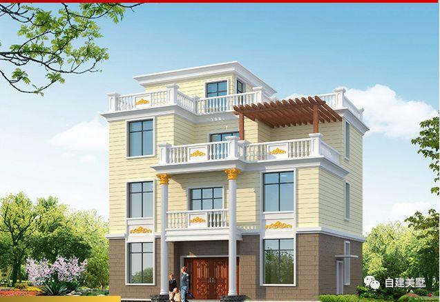 农村宅基地小那就造高点来几套四层农村自建房别墅效果图