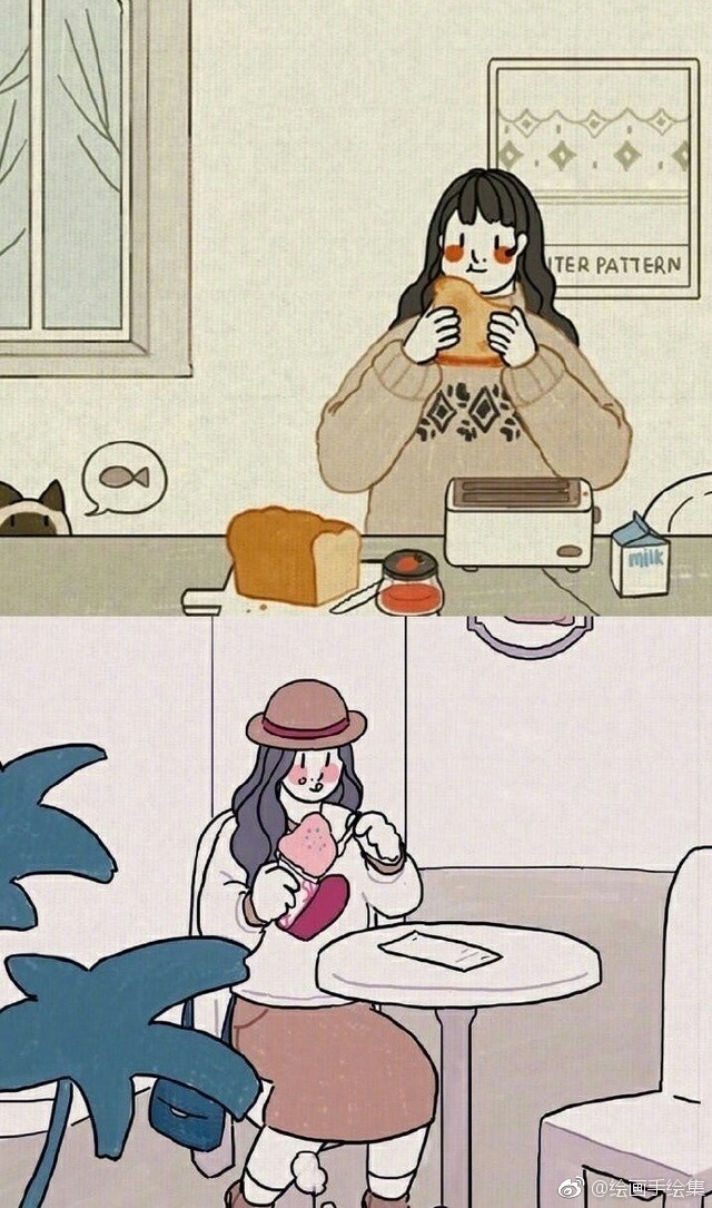 韩国插画师笔下小女生的日常
