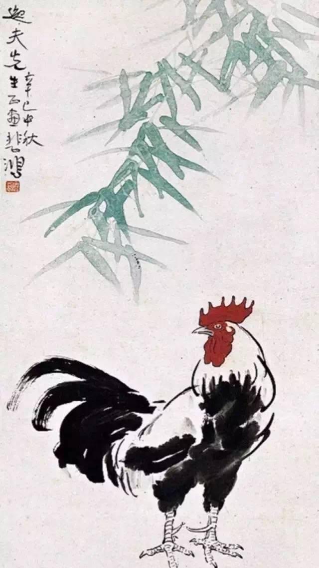 徐悲鸿作品欣赏明天除夕了鸡会如期而至附朱元璋小诗