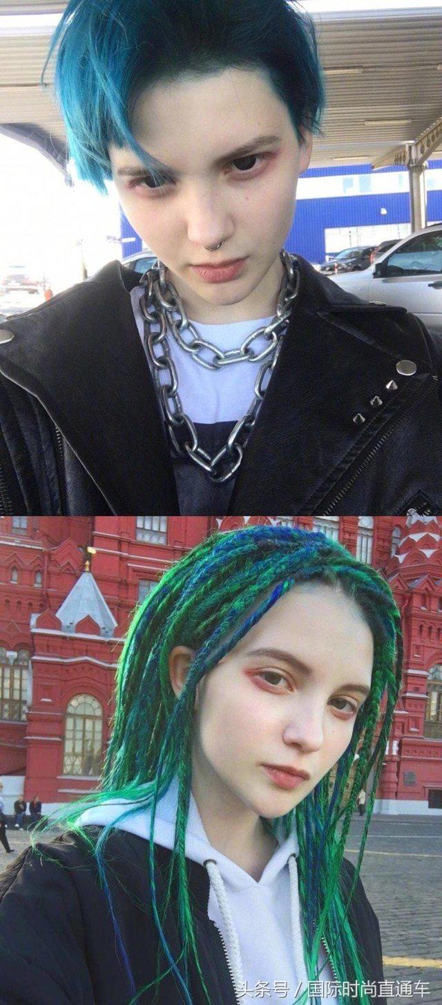 乌克兰女孩katie 发型发色可以说是酷到爆炸了
