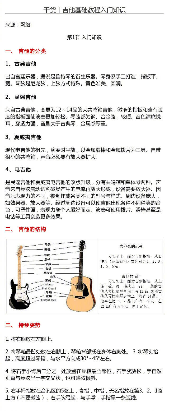 吉他基础教程入门知识
