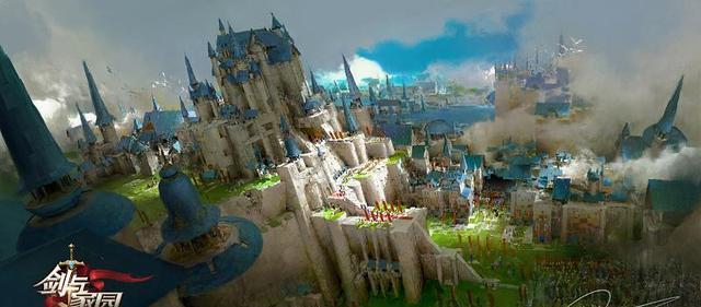 阮佳为《剑与家园》创作的人类主城宣传图阮佳作品《屠龙勇士》73 为