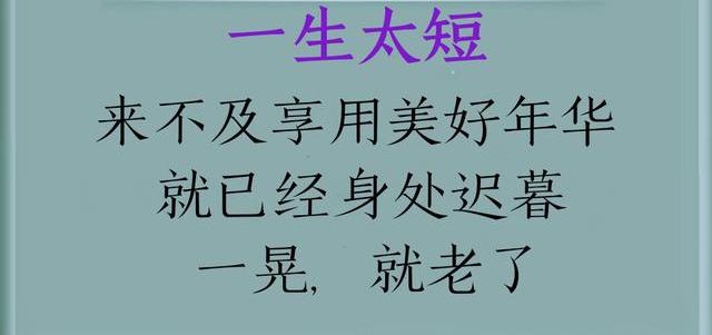 一生太短!一晃,就老了!