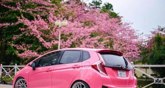 粉红粉红的本田飞度gk5改装